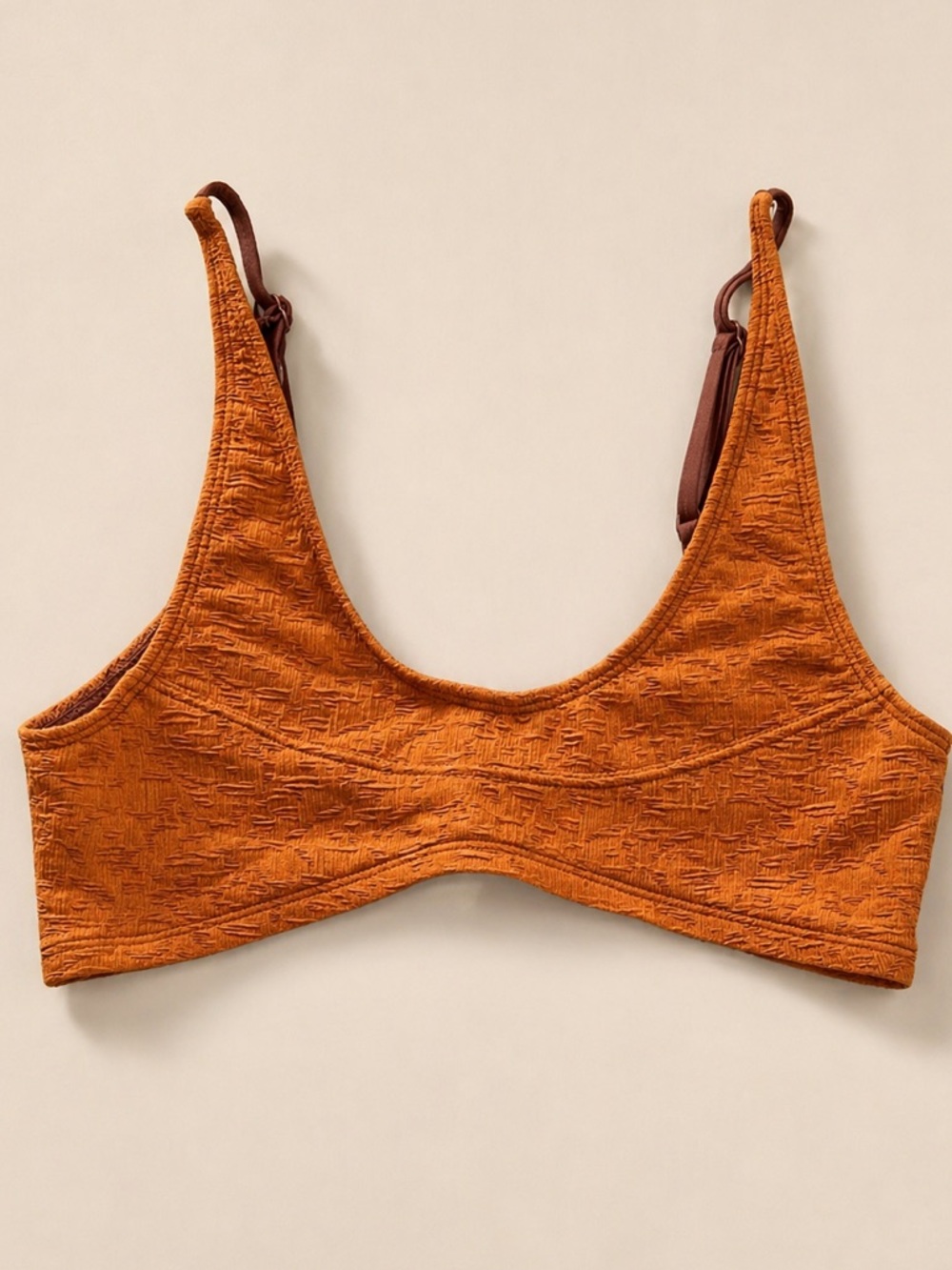 Free People Beach Farrah Dylan Bikini Top Honey Ginger M NWOT Textured Boho Swim - Picture 3 of 6
